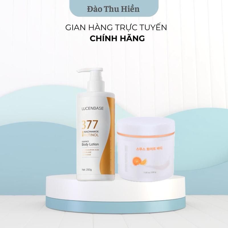 (COMBO ngày và đêm) Sữa Dưỡng Thể 377 Niacinamide Retinol LUCENBASE Và Kem Dưỡng Da Body NARCI NATURAL 200G
