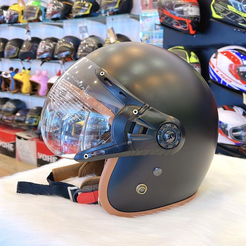  Mũ Bảo Hiểm 3 4 Kính Càng Kính Chống Tia UV Nam Nữ Đội Được Vòng Đầu 54-58cm Chất Liệu ABS Nguyên Sinh Kính Trong Xám Chống Trầy 