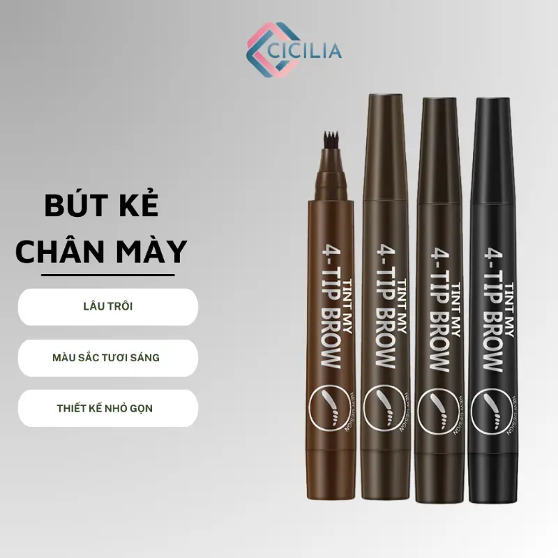 Mắt nói lời chưa cần lời  Phủ bóng là tỏa sáng! Bút Kẻ Chân Mày Đầu 4 Nhánh Sợi Phẩy CICILIA Bền Màu Chống Nước CI-006 Bông tẩy trang kẻ  mắt  nước chì kích  mí vintage  brush son  môi mi  giả  menlu  chân  mèo romand Thuốc Nhuộm Tóc lông  có  keo  dán