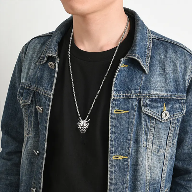 Vòng Cổ Hip Hop Bằng Thép Titan Cho Nam Và Nữ, Mặt Dây Chuyền Đầu Lâu, Dây Chuyền Áo Len, Phụ Kiện Quần Áo, Dây Chuyền Dài 70Cm 1