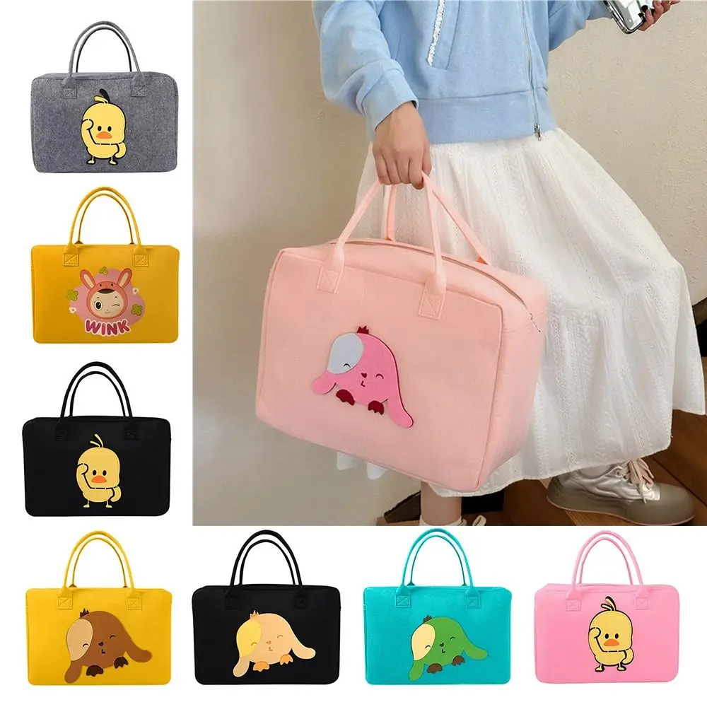 Cartoon Felt Travel Bag Fashion Storage Bag Reusable Handbag Large Capacity Shoulder Bag for Travel