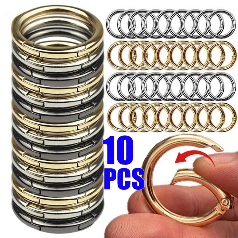 10Pcs DIY Jewelry Openable Metal O Ring Spring Clasps Round Carabiner ...