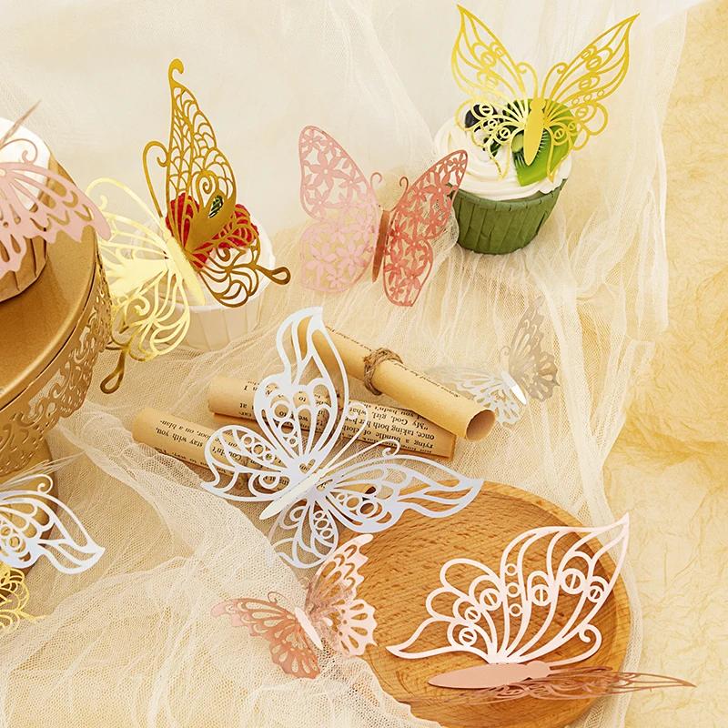 Product Introduction of 12/24/48pcs 3D Butterfly Wall Decor Wall Sticker, Gold Butterfly Decorations for Butterfly Birthday Party Cake Room Decorations 7