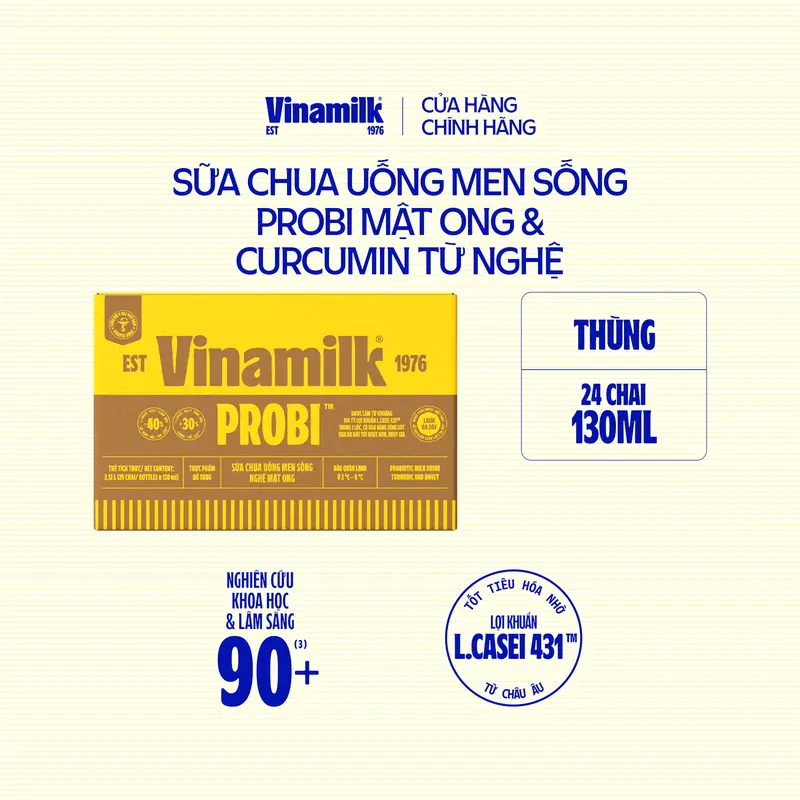 [CHỈ GIAO THÀNH PHỐ LỚN TRONG 10KM] Thùng 24 chai Sữa chua uống Probi mật ong và curcumin từ nghệ 130ml (6 lốc) 2