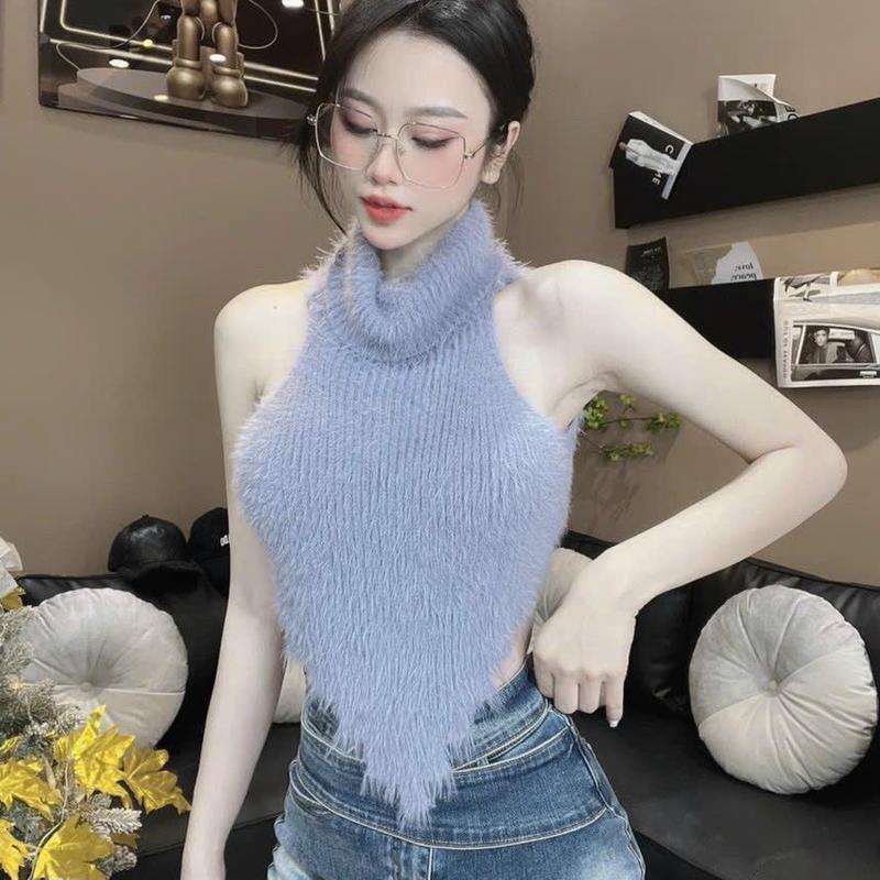  Áo len yếm sát nách hở lưng kèm ảnh thật và video  