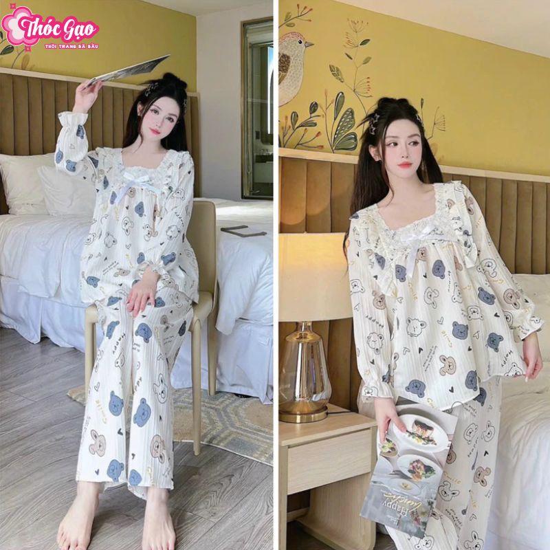 Bộ Bầu - Bộ Sau Sinh Dài Tay Chất Đũi Gân Hình Cổ Vuông Ren - Áo Có Khoá Kéo Quần Có Chun Chỉnh - Freesize Dưới 72kg Váy Bầu Đầm Bầu X003 - Valentine Sandal