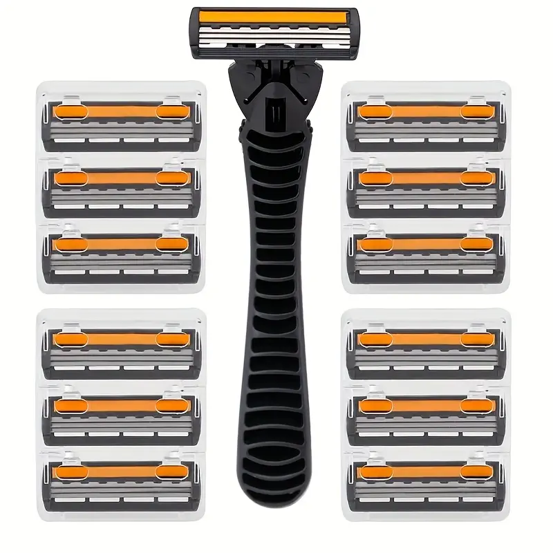 PEARLMAX Manual Classic Razor, Retro Wet Shaving Three Bladed Safety Razor Stainless Steel Blade Beard Shaver Blade Razors With Handle For Shaving Comfort