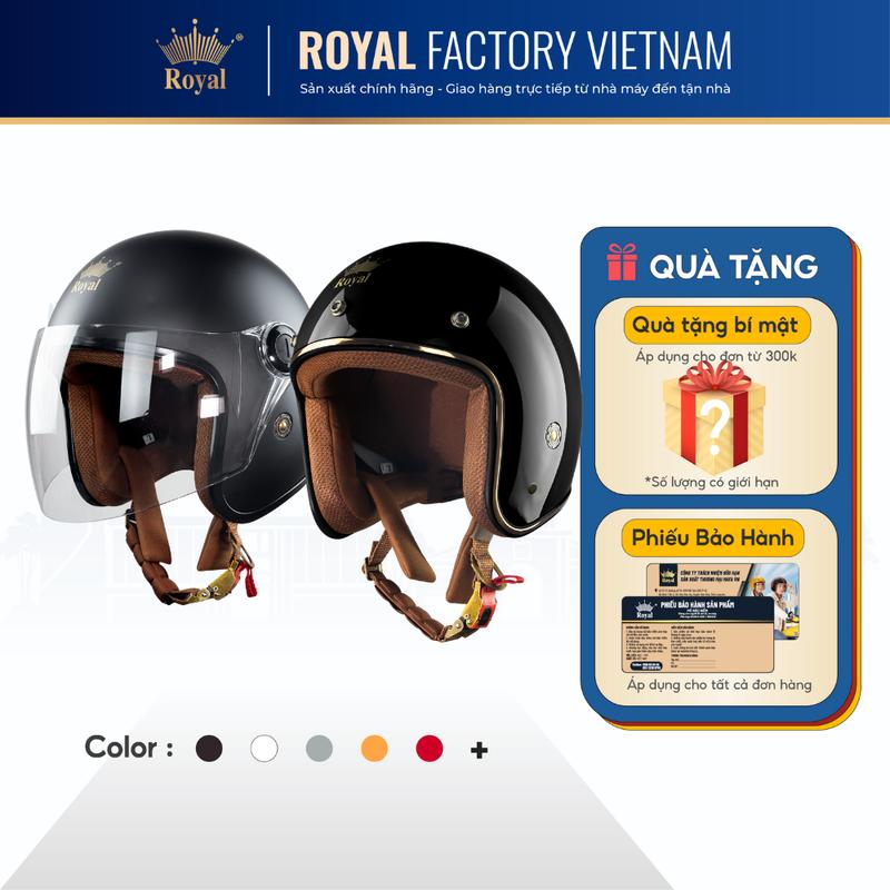 [HẰNG DU MỤC] Nón Bảo Hiểm 3/4 Royal Helmet OL20 Không Kính - OL20K Có Kính - Size L, XL, XXL - Royal Hàng Chính Hãng- Bảo Hành 12 Tháng mũ  bảo