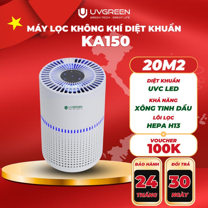 [UVG] Máy Lọc Không Khí Diệt Khuẩn UVGREEN KA150 15m2 - Công Nghệ UVC LED hiện đại, Xông Tinh Dầu, Làm Sạch không khí, Lõi Lọc HEPA H13 Lọc Sạch Bụi Mịn, Bảo Hành 24 Tháng