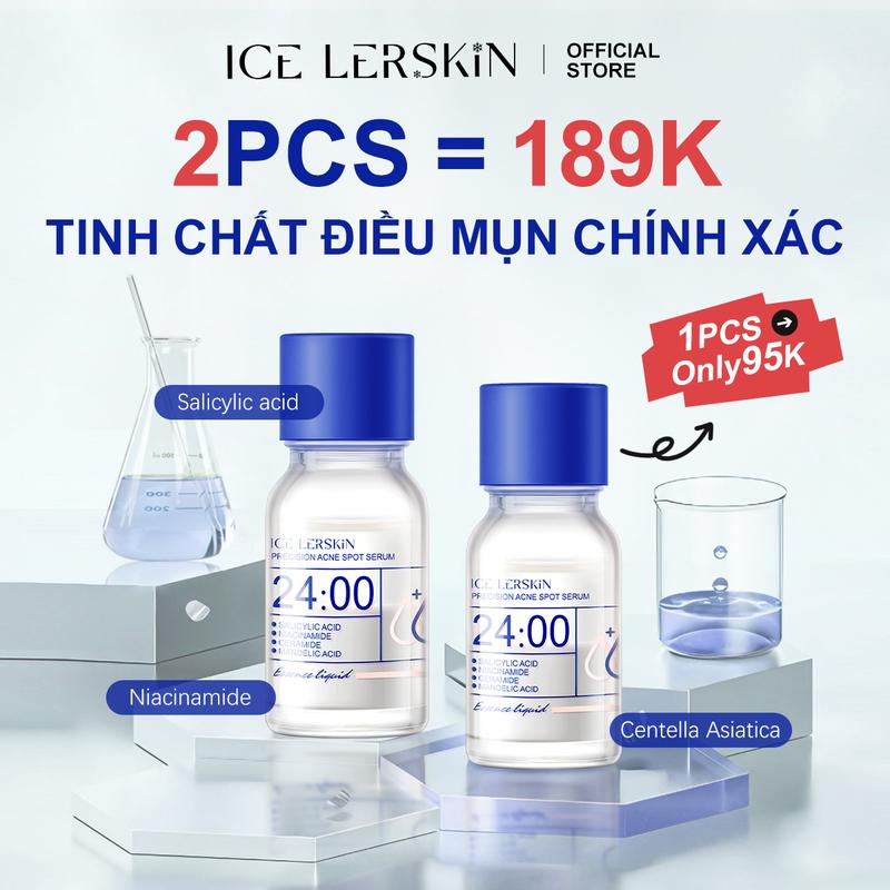 ICE LERSKIN Tinh Chất Điều  Mụn Chính Xác,chứa axit salicylic, niacinamide và các thành phần có lợi cho da khác, Phù hợp với mọi loại da