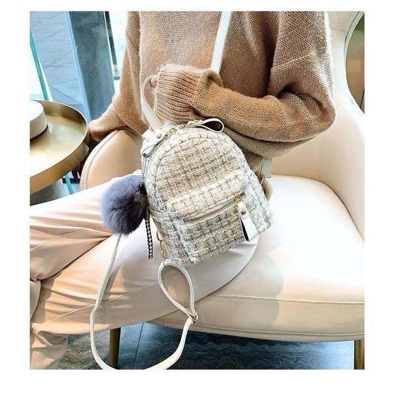 balo mini vải dạ kim tuyến 128 kèm móc bông, size 20, đeo vai, thời trang đi học, đi chơi thời trang cao cấp phong cách hàn quốc BL031 2