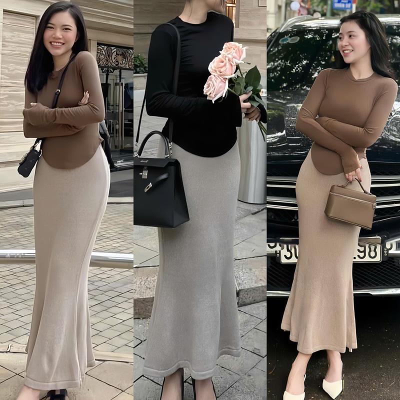 Mã hàng thiết kế SV66 áo đuôi tôm + chân váy đuôi cá Nữ Top