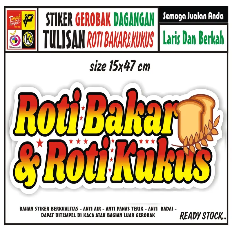 STIKER KACA GEROBAK TULISAN ROTI BAKAR DAN KUKUS - Shop | Tokopedia