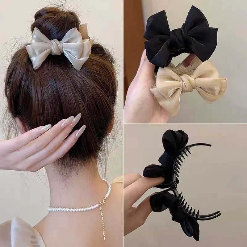 M23 kẹp 3 răng đính nơ vải phong cách Hàn Quốc Cài Tóc Nữ Cài Tóc Nữ