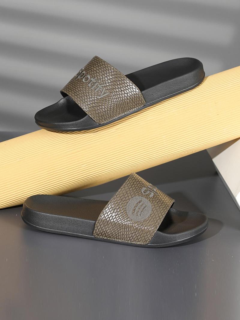 Product Introduction of Men's Geometric Pattern Slides, Casual Comfortable Breathable Non-slip Slippers for Indoor & Outdoor Wear, Fashionable Slides for Daily Wear, Walking Shoes 3