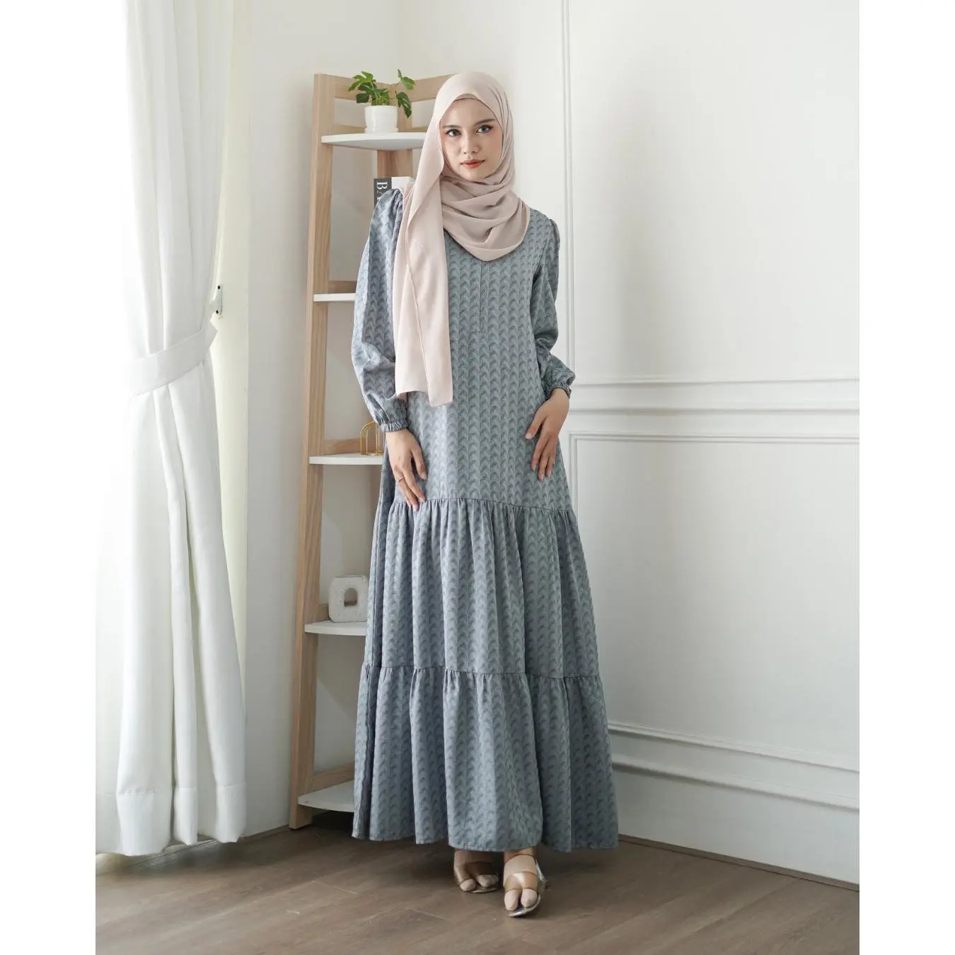 Evolvere - Jenna Dress Motif Rayon Fashion Muslim Gamis Wanita Busui Firendly Tidak Free Belt