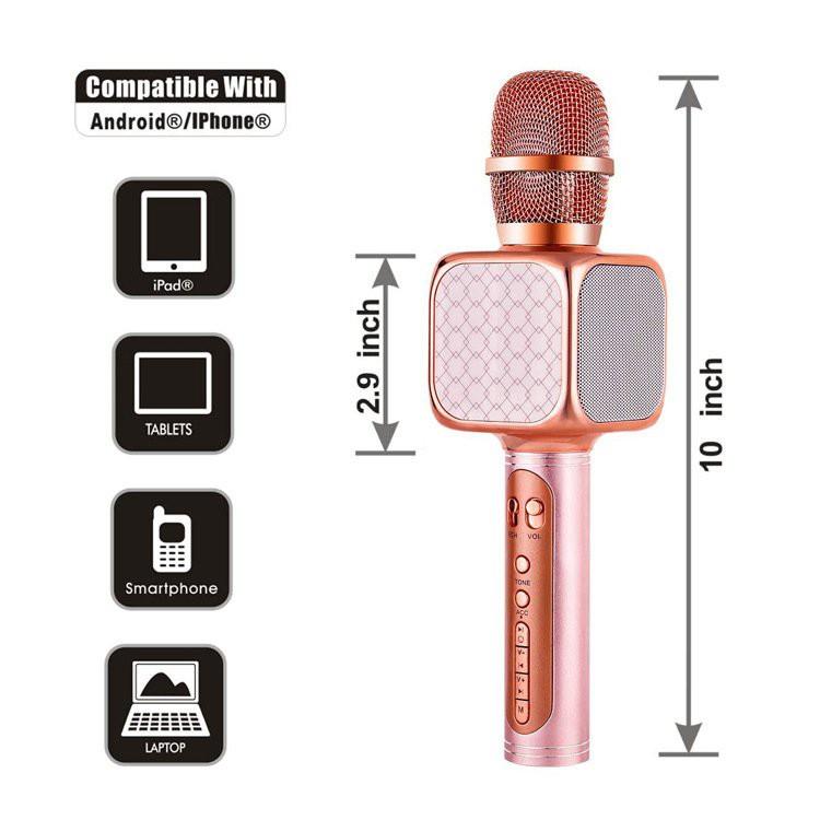 Micro kèm loa bluetooth karaoke GrownTech YS 69 bass vang hỗ trợ ghi âm Kem