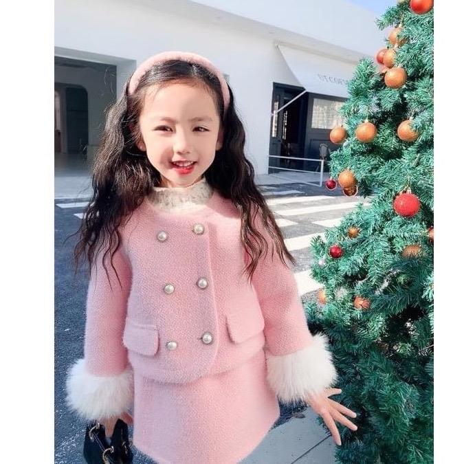 (10kg-26kg) Set bộ dạ lông sang chảnh, chân váy có bảo hộ cho bé gái