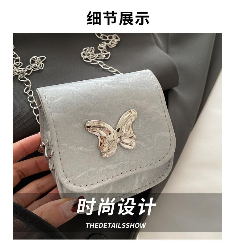 Product Introduction of 2024 Fashionable New Fresh Sweet Small Square Bag Butterfly Decoration Mini Advanced Texture Chain Crossbody Lipstick Pack 1