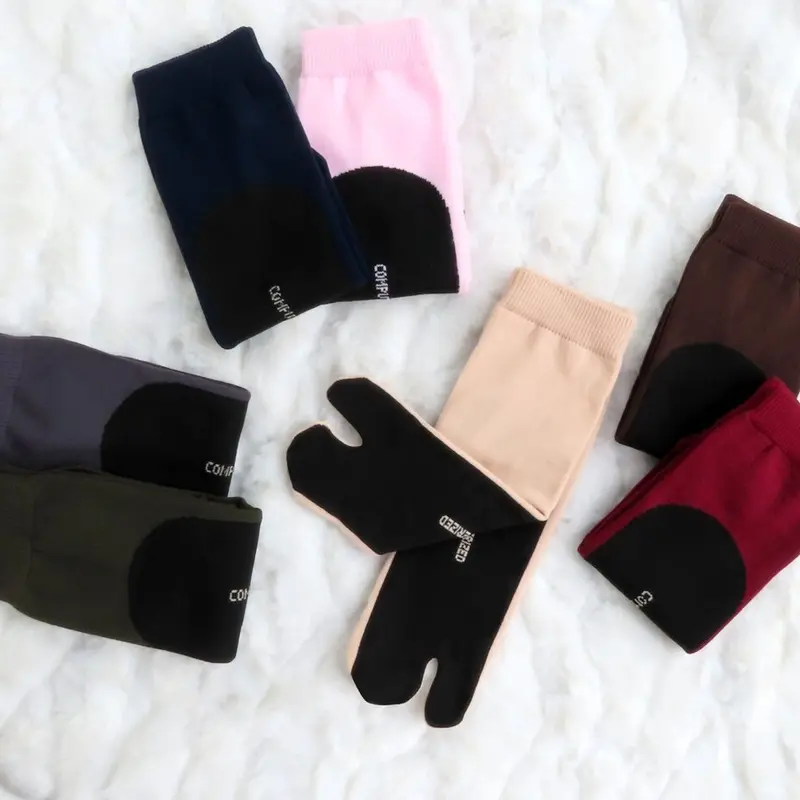 KAOS KAKI JARI JEMPOL NILON WARNA TELAPAK HITAM MOTIF POLOS WANITA MUSLIMAH DEWASA 6