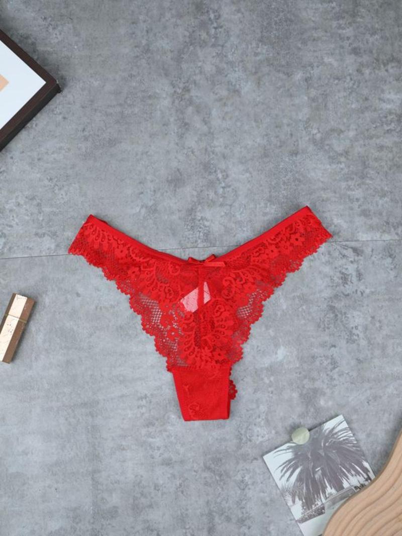 Product Introduction of Women's Contrast Lace Thong, Intimate products, Soft Comfy Breathable Panty for Daily Wear, Women's Underwear for All Seasons 3