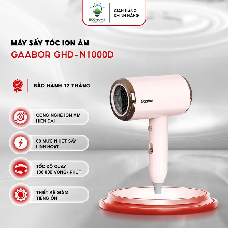 Máy Sấy Tóc Gaabor GHD-N1000D Mini 2 Chiều Nóng Lạnh 1000W Độ Ồn Thấp 0