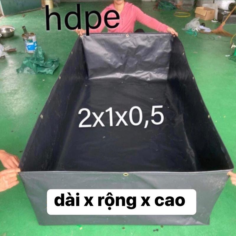  Bể Bạt đen hdpe nuôi cá koi lươn ốc ếch tôm cua cá sâu canxi dạng lỏng kt 2x1x0,5   tặng van xả nước   