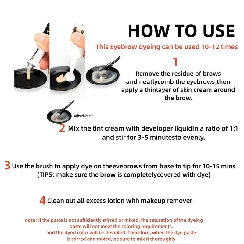 Eyebrow Tinting Kit, Waterproof Eyebrow Pomade with Brush, Long Lasting Eyebrow Tinted Cream, Cosmetic Beauty Supplies for Women, Christmas Gift 3