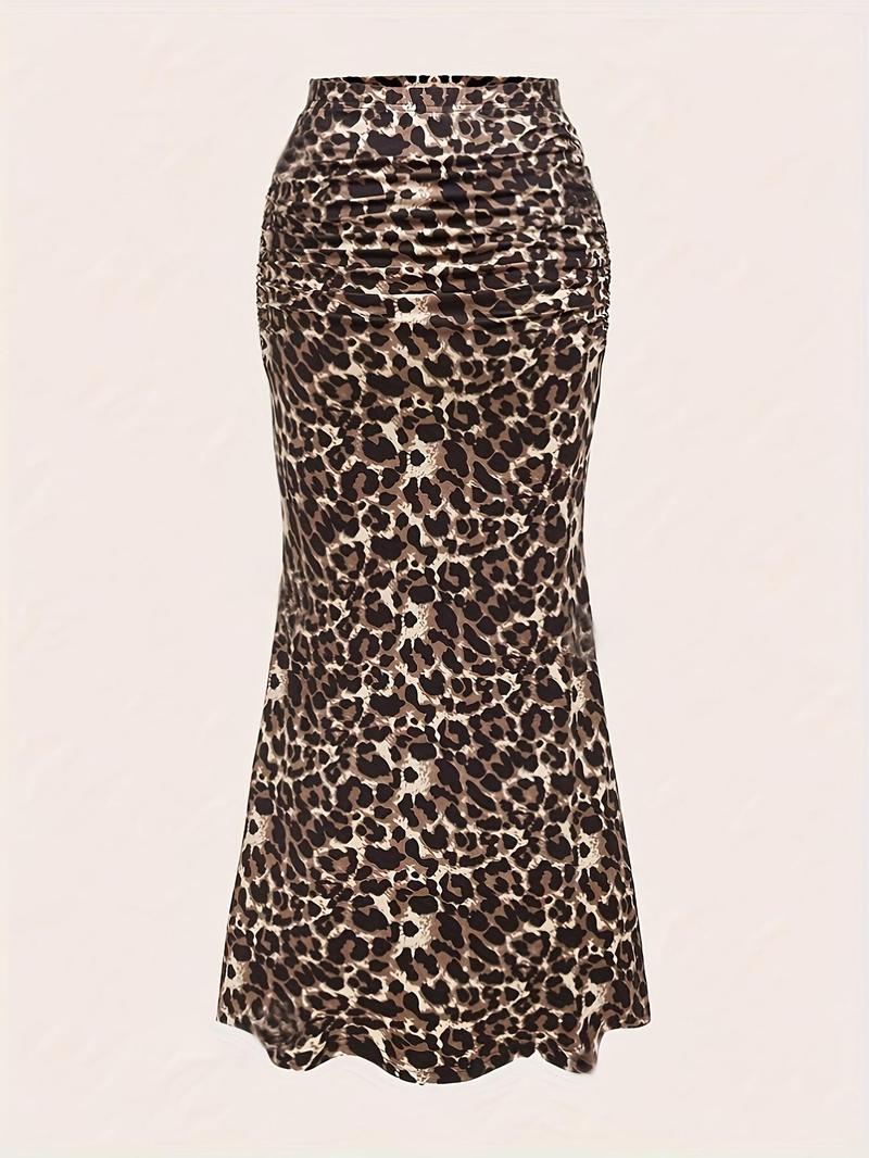 Product Introduction of Women's Leopard Print Mermaid Skirt, Elegant Fashion Casual Skirt for Daily Outdoor Wear, Women Bottoms for All Seasons 3