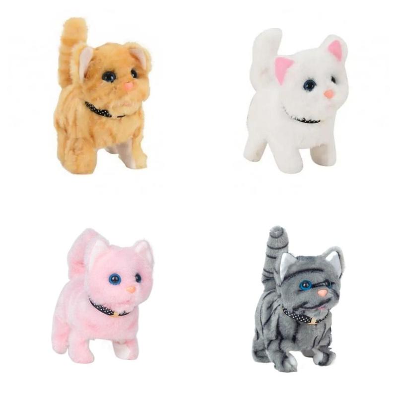 PLAYTOY Funny Interactive Cute Electronic Pet Soft Plush Stuffed Meow Cat Toy Voice Cartoon Walking Cat Plush ​Doll Birthday Gift 4