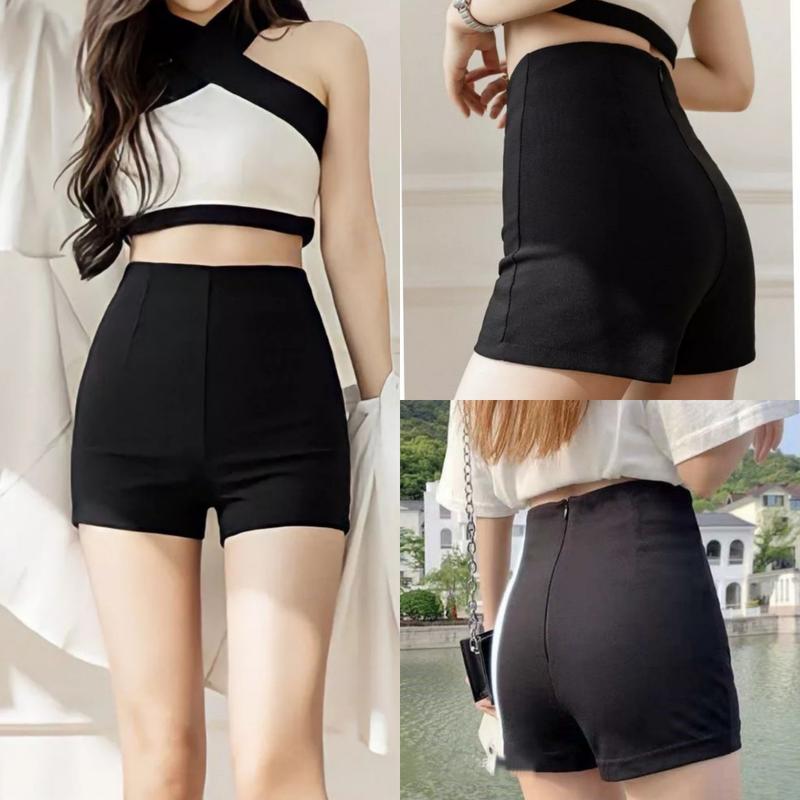  Quần Short Nữ Idol Cạp Cao Khóa Sau Dáng Ôm Dancer Kiểu Thể Thao Đẹp Quần Đùi Nữ Mặc ở Nhà Lưng Cao Vải Umi Hàn Co Giãn Women Pants quan om body quân  shortnữ 