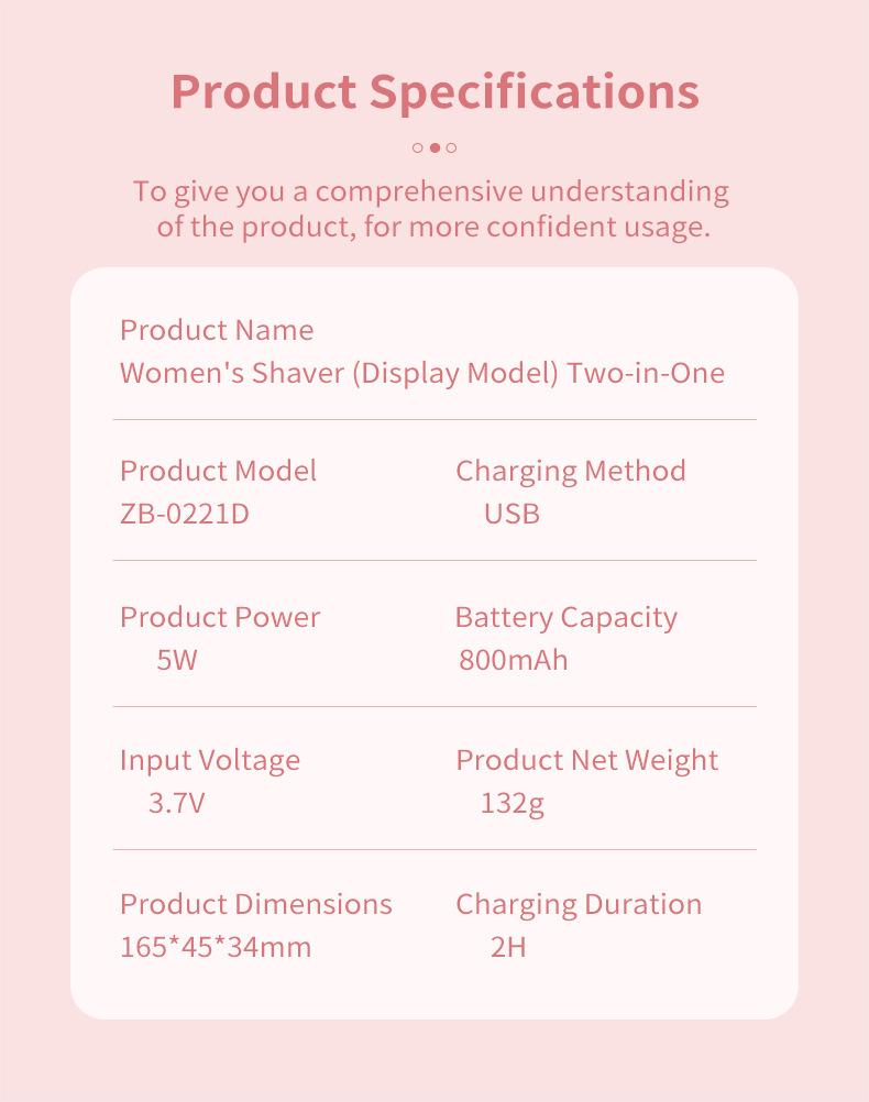 Product Introduction of Ladies Electric Shaving Machine Double Head Female Shaving Knife Female Armpit Hair Private Pubic Hair Household Hair Removal Knife Beard Knife 12