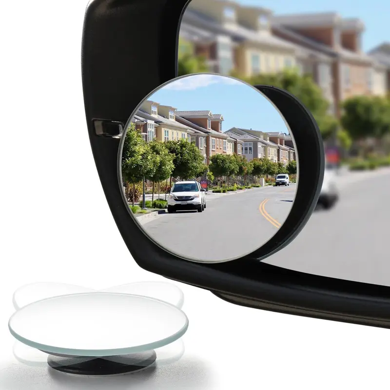 2 Pcs Blind Spot Mirrors, 2" Round HD Glass Convex 360&deg; Wide Angle Side Rear View Mirror With ABS Housing For Cars SUV And Trucks, Silver, Pack Of 2 In