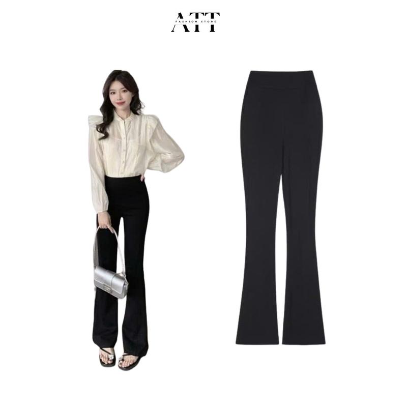 Quần ống loe nữ cạp lưng cao dáng dài form ôm legging tôn dáng co giãn Women Nhung Voi Sọc Ong