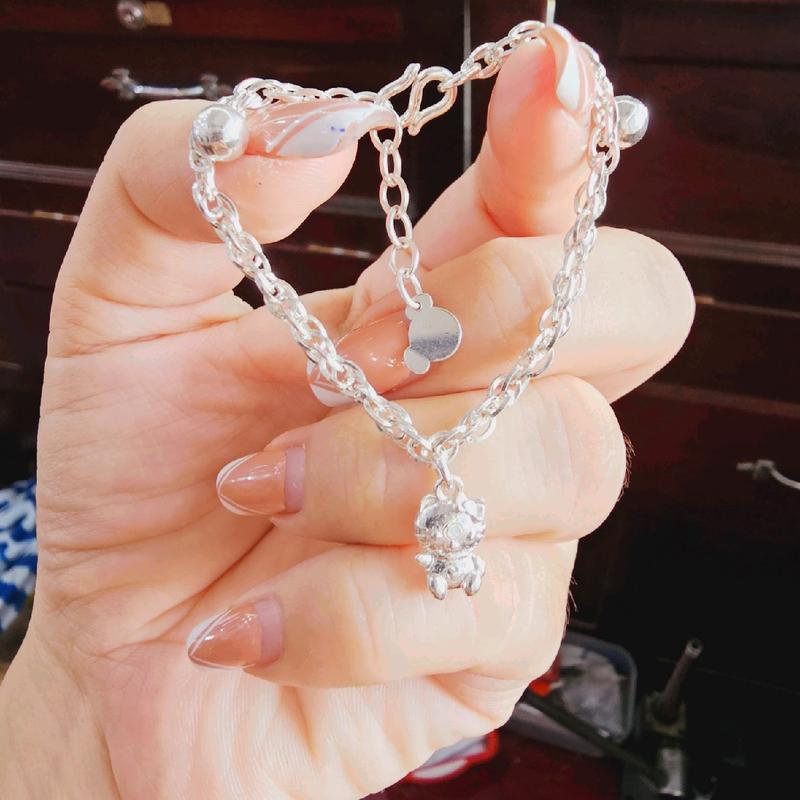Lắc xoắn mèo đúc và bi bạc ta (bạc mười)- Gấu bạc 5