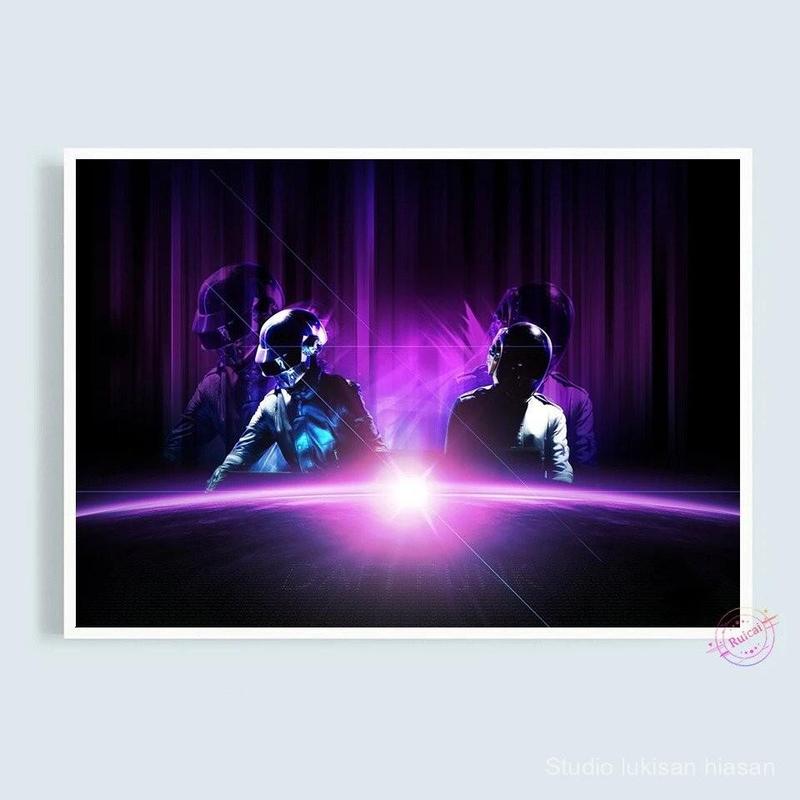 Product Introduction of Poster Daft Punk, Ban Nhạc Sản Xuất Âm Nhạc DJ Kiểu Pháp, Phong Cách Hip Hop, Tranh Vải Bố, Tranh Nghệ Thuật Treo Tường, In Ảnh, Trang Trí Quán Bar Phòng Gia Đình Hiện Đại Decor Tường Treo Phòng 7