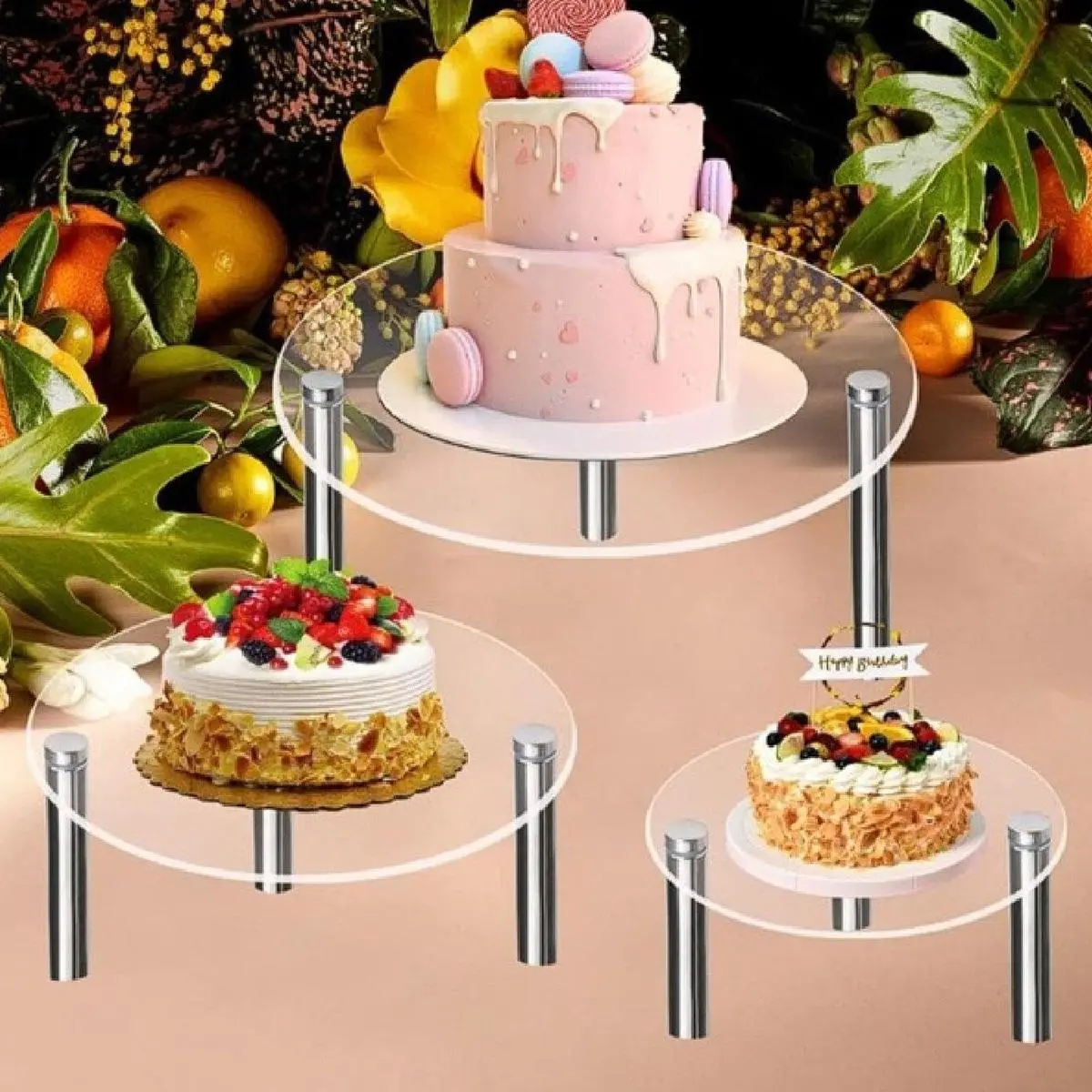 Acrylic Cake Display Stand, 1 Count Round Cake Display Rack, Cake Display Stand for Birthday Party, Home Organizer for Kitchen Decorations