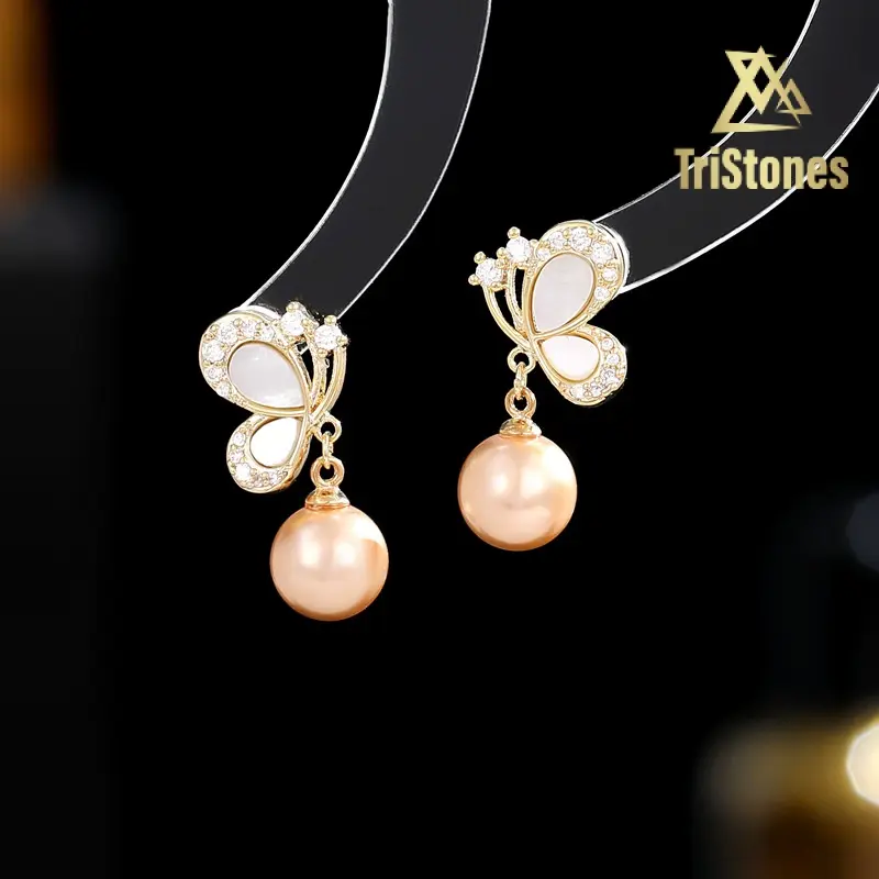 Hoa Tai Kiểu Pháp, Thiết Kế Đẹp Nhật Bản Và Hàn Quốc, Hoa Tai Vỏ Sò Nhỏ Đinh Tán Bướm Zircon Ngắn, Dành Cho Nữ Khuyên Tai Voi Voan Cua 1