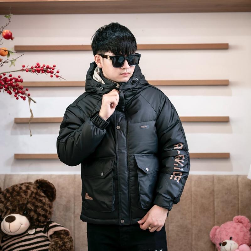 Áo Khoác Phao Túi Hộp Chữ Tay Vải Ô Li Mũ Liền Dáng Xuông 2024  Women Jacket Có Túi