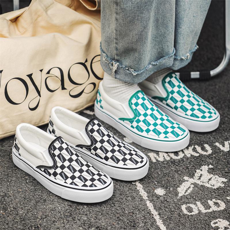 Women's Plaid Canvas Shoes, Casual Flat Shoes, Low-top Non-slip Wear-resistant Canvas Shoes for Students and Couples 0