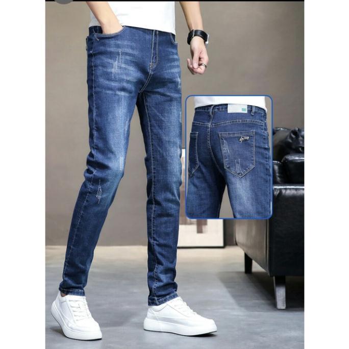 Quần jean quần bò nam co giãn cào nhẹ ống bó thời trang Menswear Denim