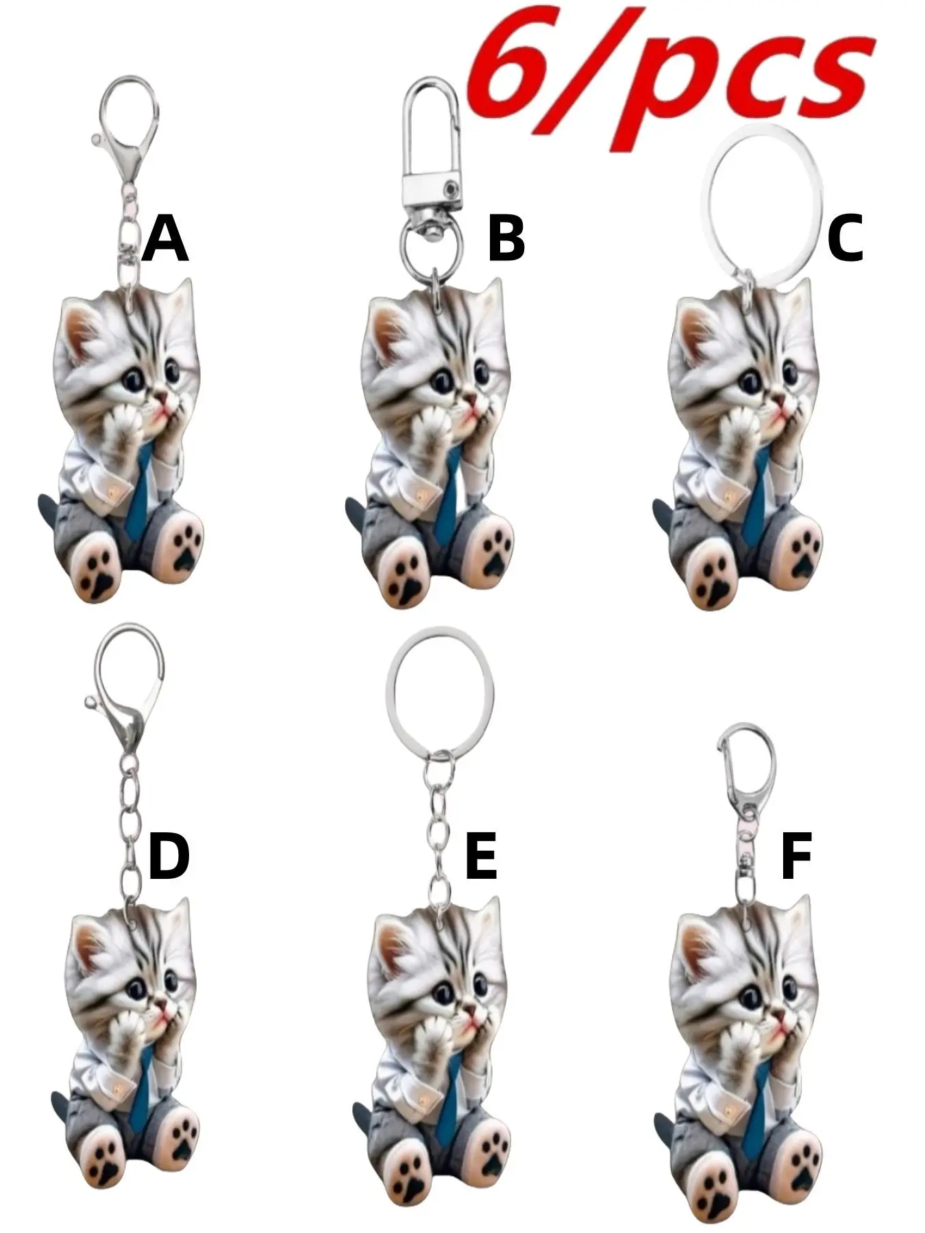 Cute Cartoon Cat Design Keychain, Fashionable Acrylic Keychain for Women & Men, Trendy All-match Keychain for Birthday Gift
