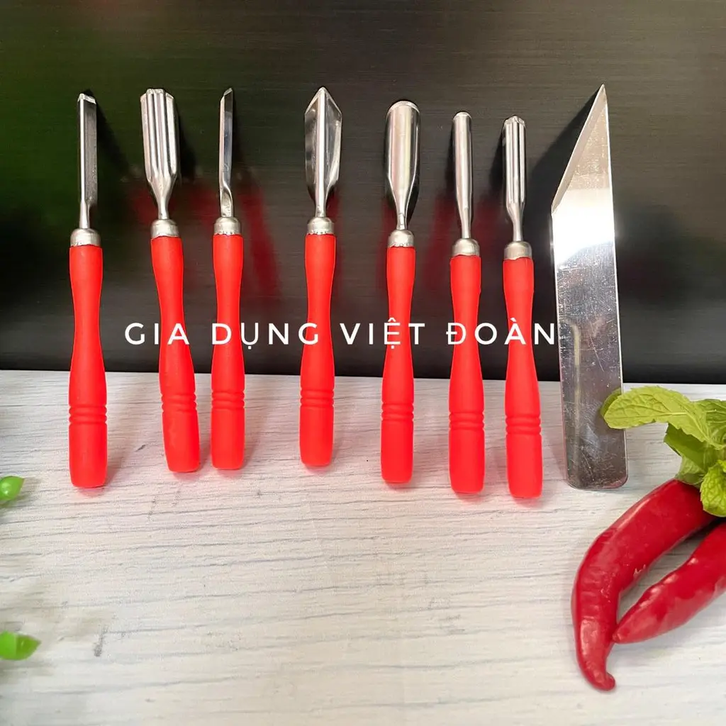 V- (COMBO 8 MÓN ) Bộ Tỉa Rau Củ Nghệ Thuật. Dao Tỉa Củ Quả - Sản phẩm đẹp sắc sảo