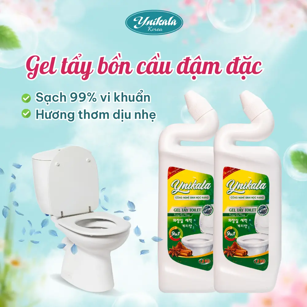 Gel tẩy bồn cầu đậm đặc Ynikala 1kg hương quế, tẩy ố, làm trắng bồn cầu nhà tắm hiệu quả