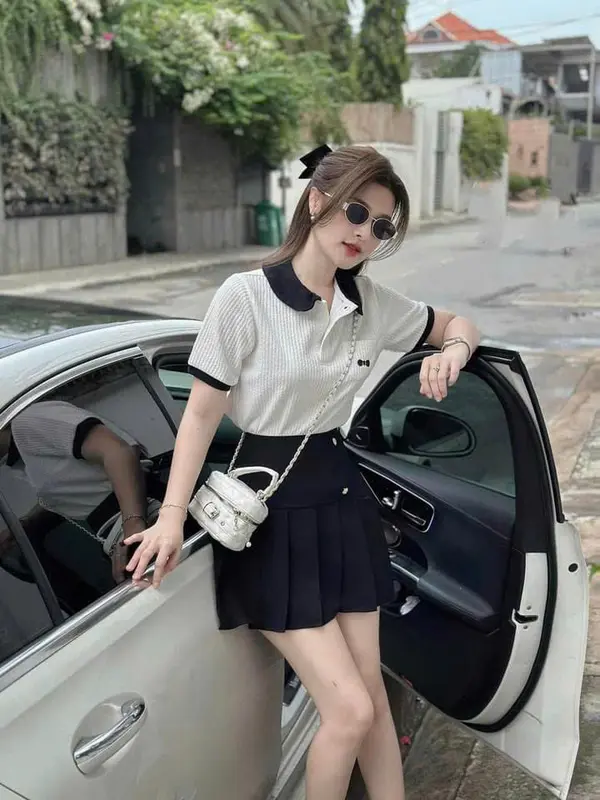 Áo Polo Cổ Sen Chất Thun Gân Phối Viền Đen Thêu Ngực UHT-Fashion 1