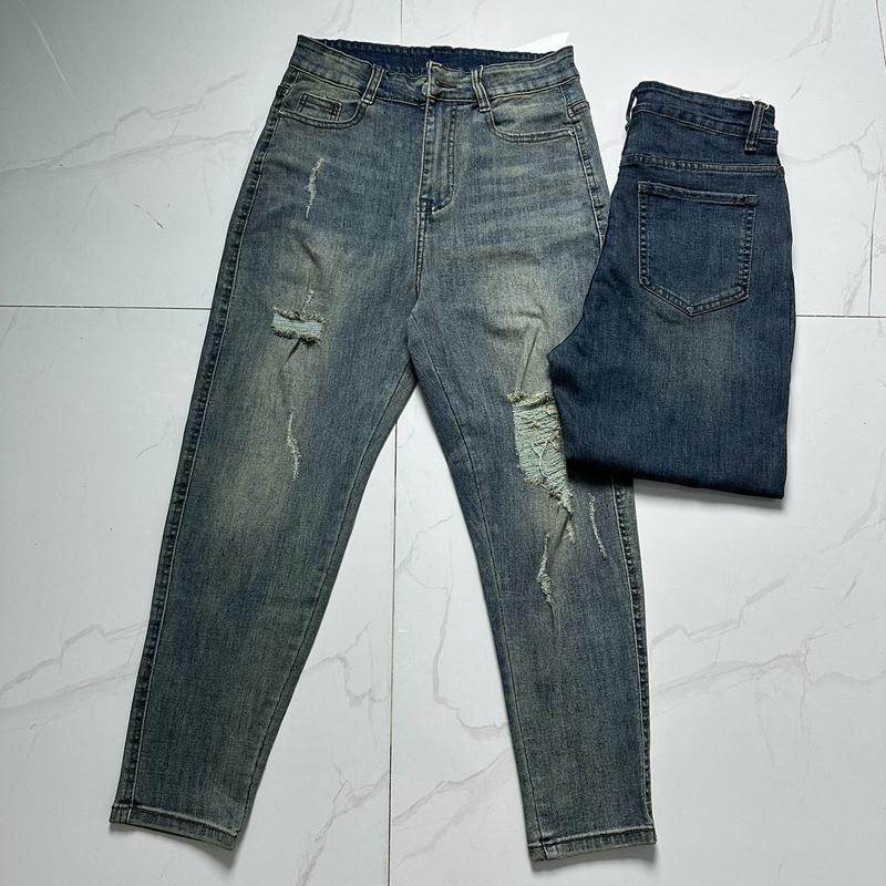 [MS 0029 Rách Màu Đậm Và Bụi ] Bigsize 55-85kg Quần Jean Form Baggy 9 Tấc Co Giãn 4 Chiều