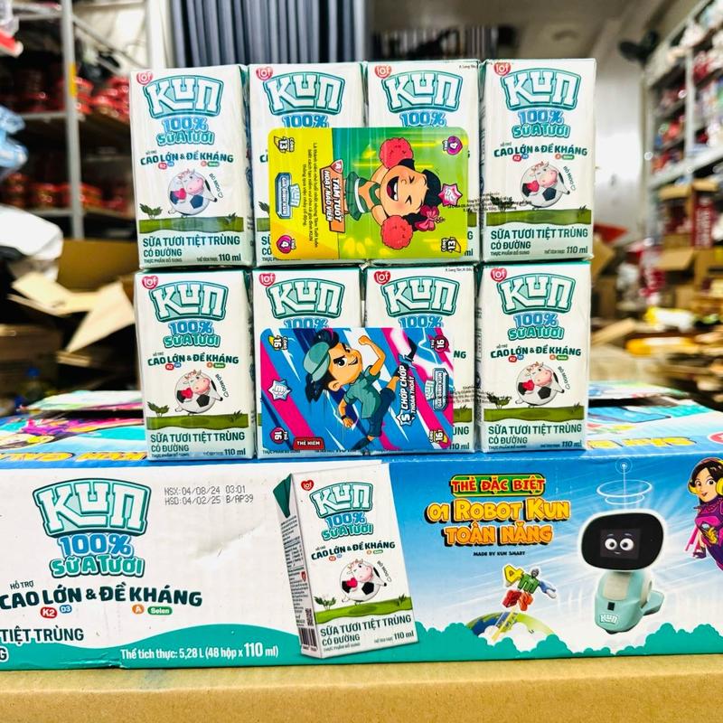 Thùng Sữa Kun Trắng 110ml x 48 Hộp Sữa Kun 100% Sữa Tươi Tiệt Trùng Có Đường ( Có thẻ )