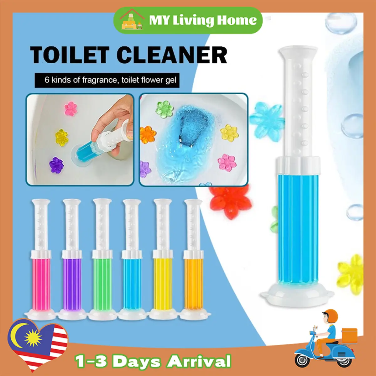 6pcs Toilet Bowl Cleaner Flush Water Refresh Perfume Toilet Bowl Gel pewangijamban