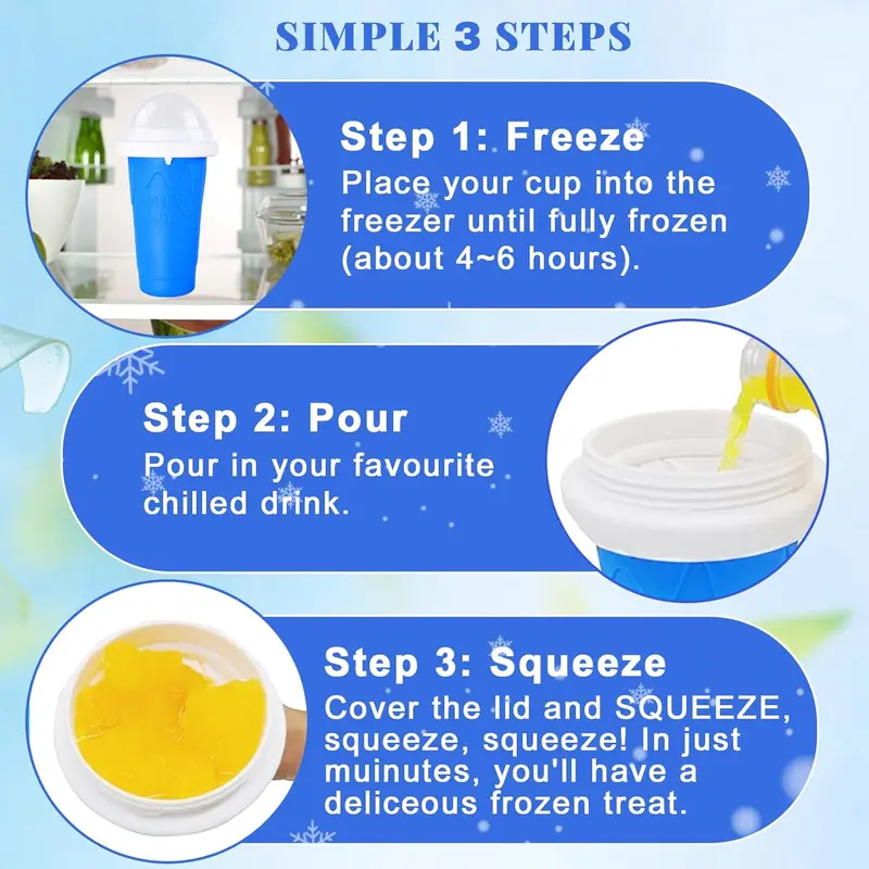 Smoothie Cup, 2 Counts/set Frozen Magic Squeeze Cup, Portable Smoothie Squeeze Cup for Juice, Milk & Ice Cream Making, Kitchen 1