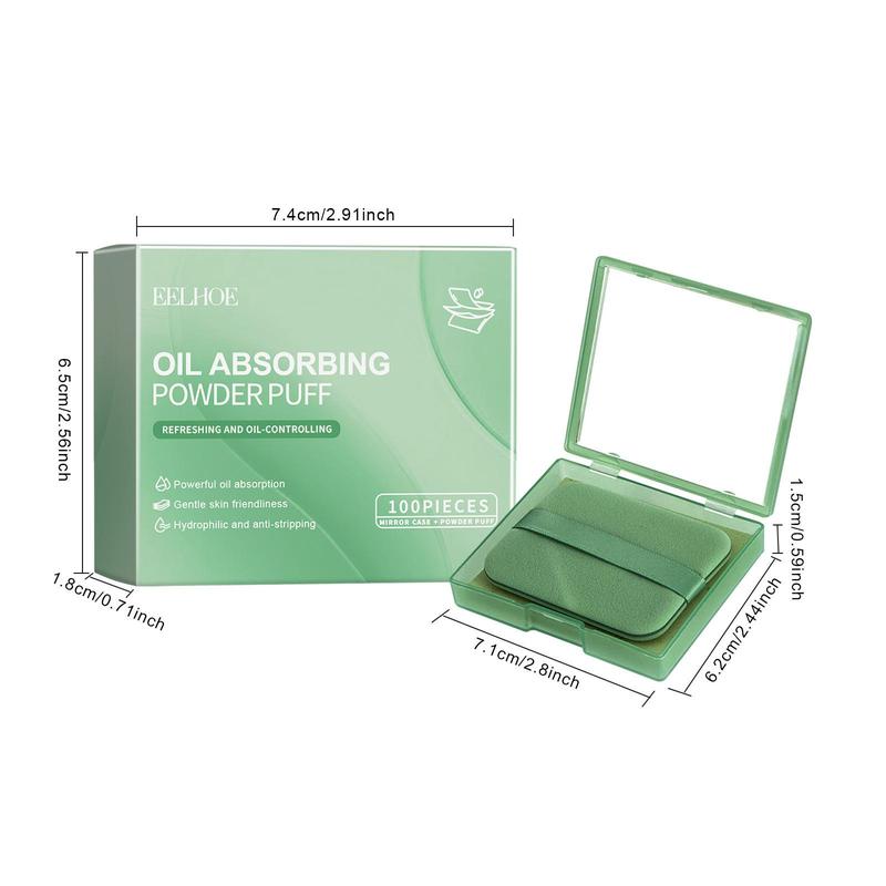 Product Introduction of Oil Absorbing Powder Puff With Mirror, 1 Box Portable Compact Oil Absorbing Sheet With Powder Puff, Makeup Tool For Women & Girls 1